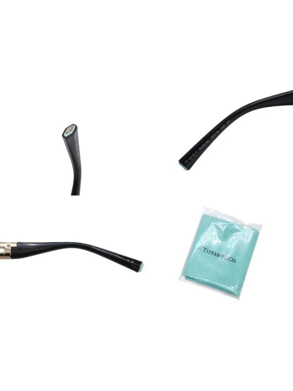 Tiffany & Co Chain Temple Sunglasses Black Blue Gold HardWear 19 Eyewear